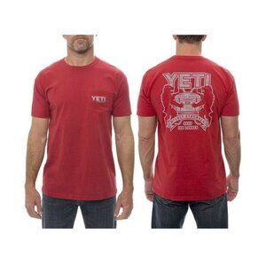 Men's YETI Coolers Bears Coat of Arms Red Pocket Tee Shirt T-Shirt Sz Medium VGC